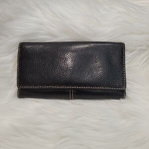Fossil‎ Black Leather Wallet with Zip and Snap Closure